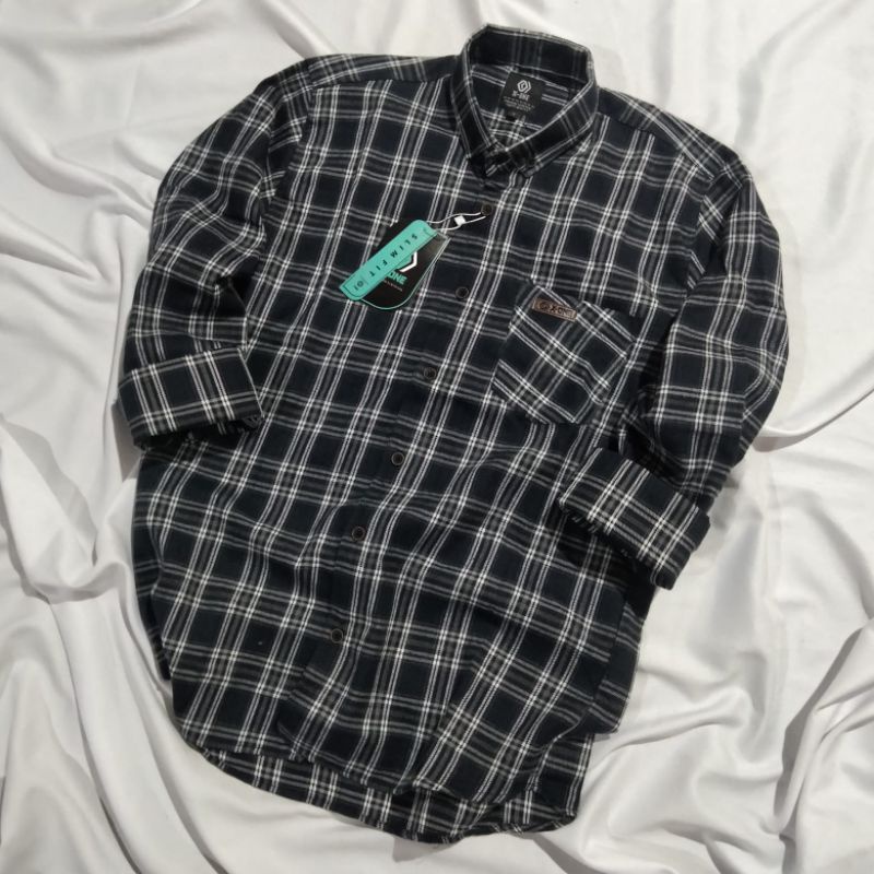 Kemeja Flanel Pria Wanita Lengan Panjang Oversize Motif Kotak Kotak Unisex-1411
