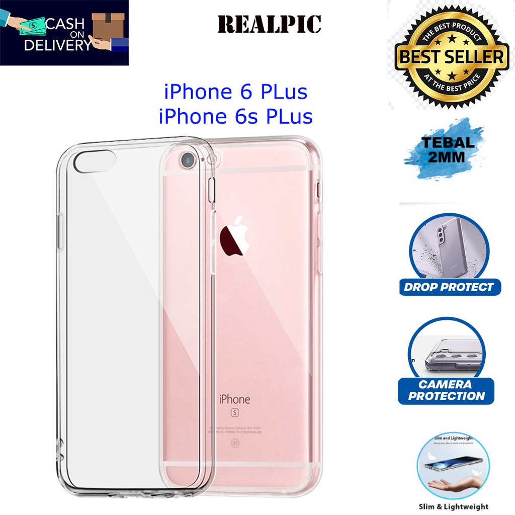 Case iPhone 6 PLus / iPhone 6s PLus Casing Clear HD KETEBALAN 2MM BENING TRANSPARAN TPU Premium Softcase