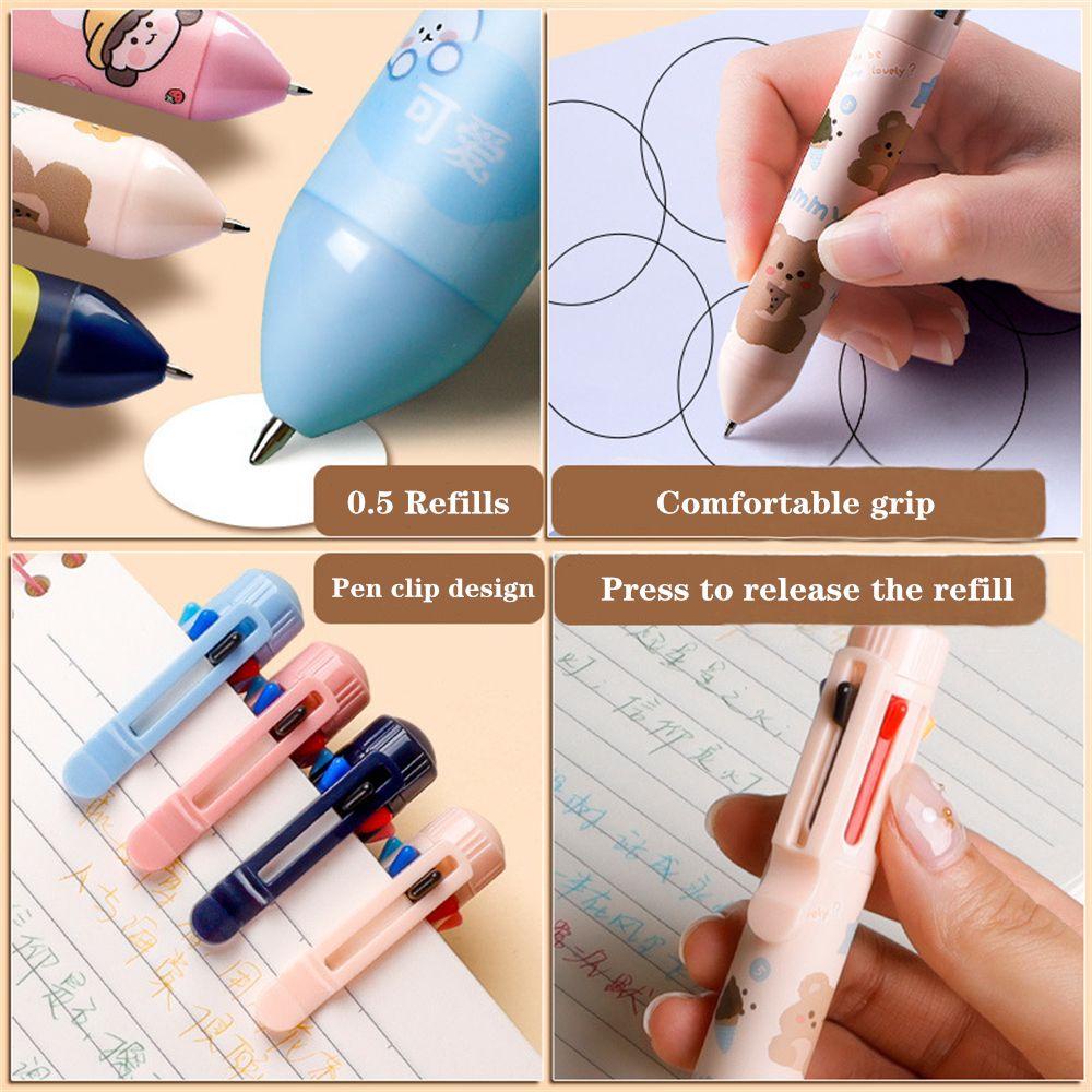 SOLIGHTER Cute Rollerball Pen Gift Oil pen Ballpoint Pen Stationery Set Colorful Refill All-in-one Press-type Learning Office Supplies Bear Multi-color pen