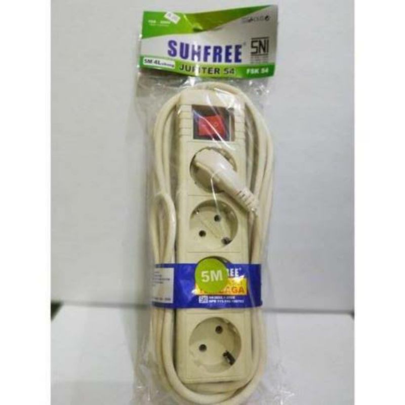 Stop Kontak Listrik Arde Jupiter 54 4 Lubang + Saklar + Kabel 5 Meter Full SNI