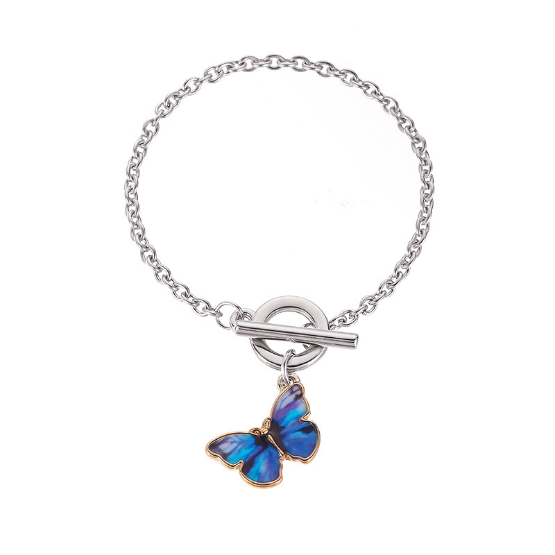 Blue Butterfly Pendant Bracelet