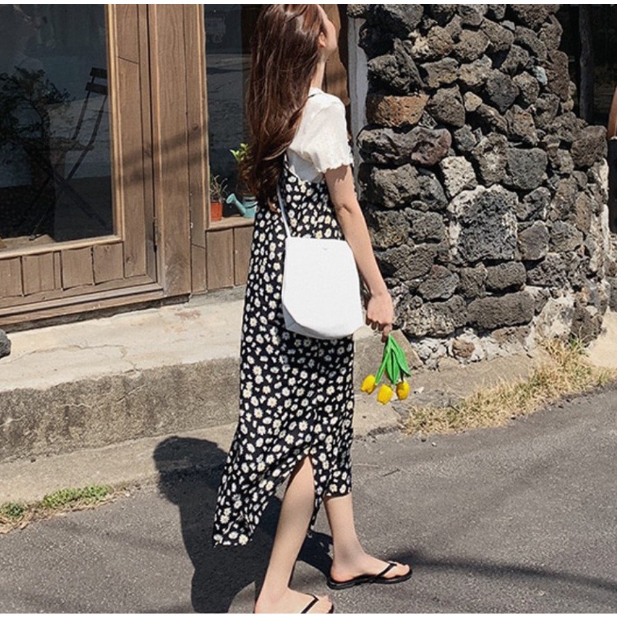 BEFAST - ZEC OOTD Dress Wanita JIYEON / Dress Korea Flora / Dress Motif Daisy /Dress Wanita Kekinian / Dress Ke Pantai