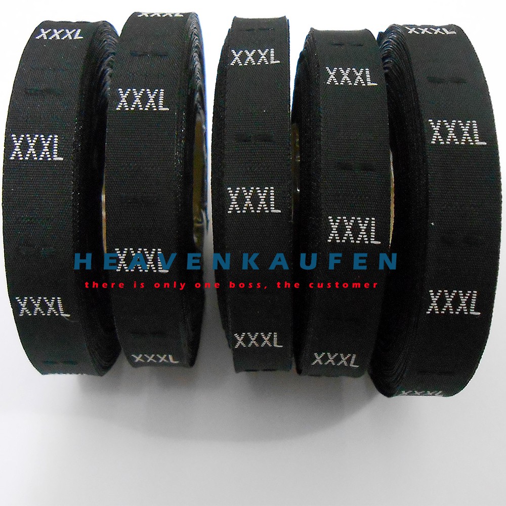 Label Size (Label Ukuran) XXXL Hitam Harga Per Rol isi 600 pcs