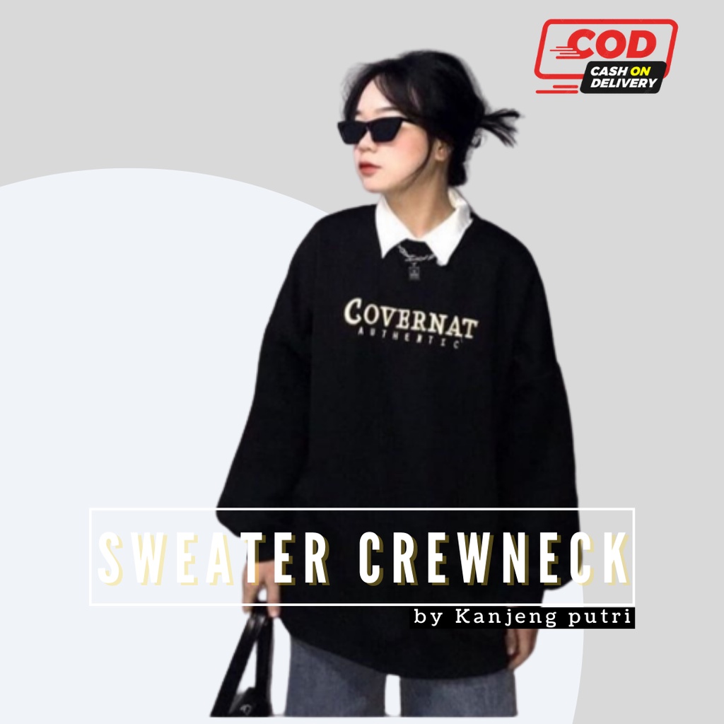 SWEATER WANITA CREWNECK OVERSIZE DISTRO OUTER OUTWEAR SWEETER SWETER SWITER COVERNAT AUTHENTIC
