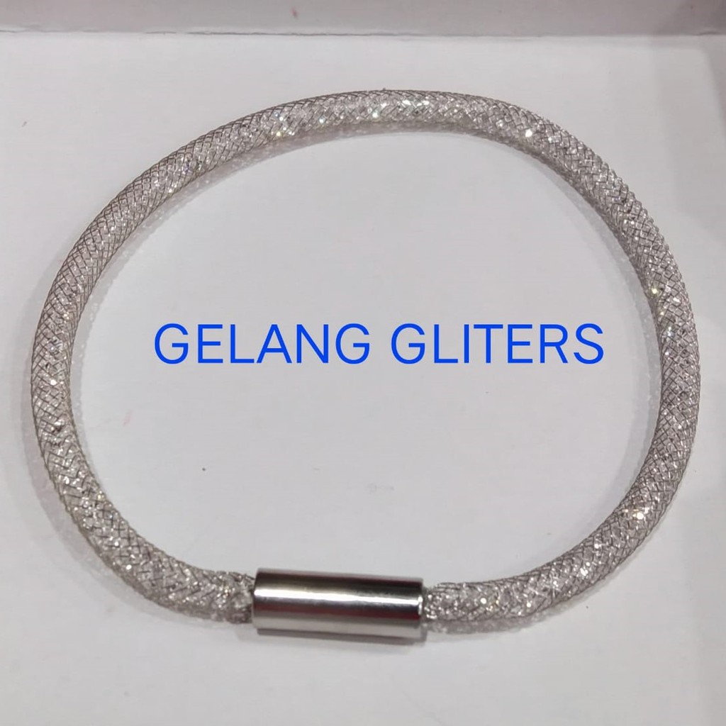 Kenten Acc - Gelang Glitter Perhiasan Wanita Warna Silver / Gelang Tangan Dewasa G-2