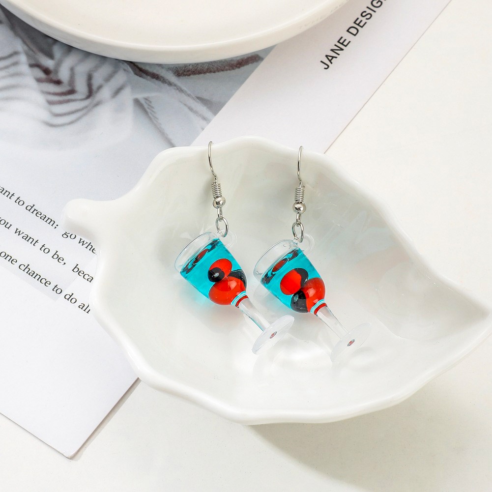 Hu Hu Hu Hu Hu Alat Bantu Pasang Kacamata♡ Anting Kait Gantung Wanita Bahan Resin Desain Gelas Anggur Untuk Hadiah