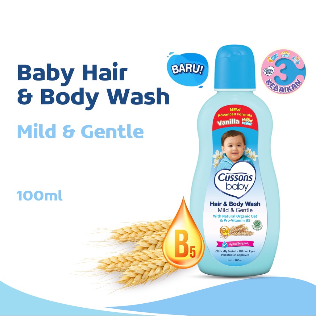 *HAZELCARE* CUSSONS BABY Hair &amp; Body / Mild Bath Sabun Mandi Cair 400ml 100ml - Happy Fresh Free Lunch Box