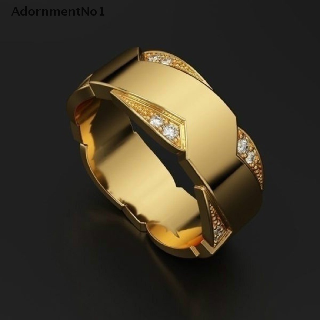 (AdornmentNo1) Cincin Pria Hias Berlian Gaya Mewah Untuk Pertunangan / Pernikahan / Hadiah Ulang Tahun