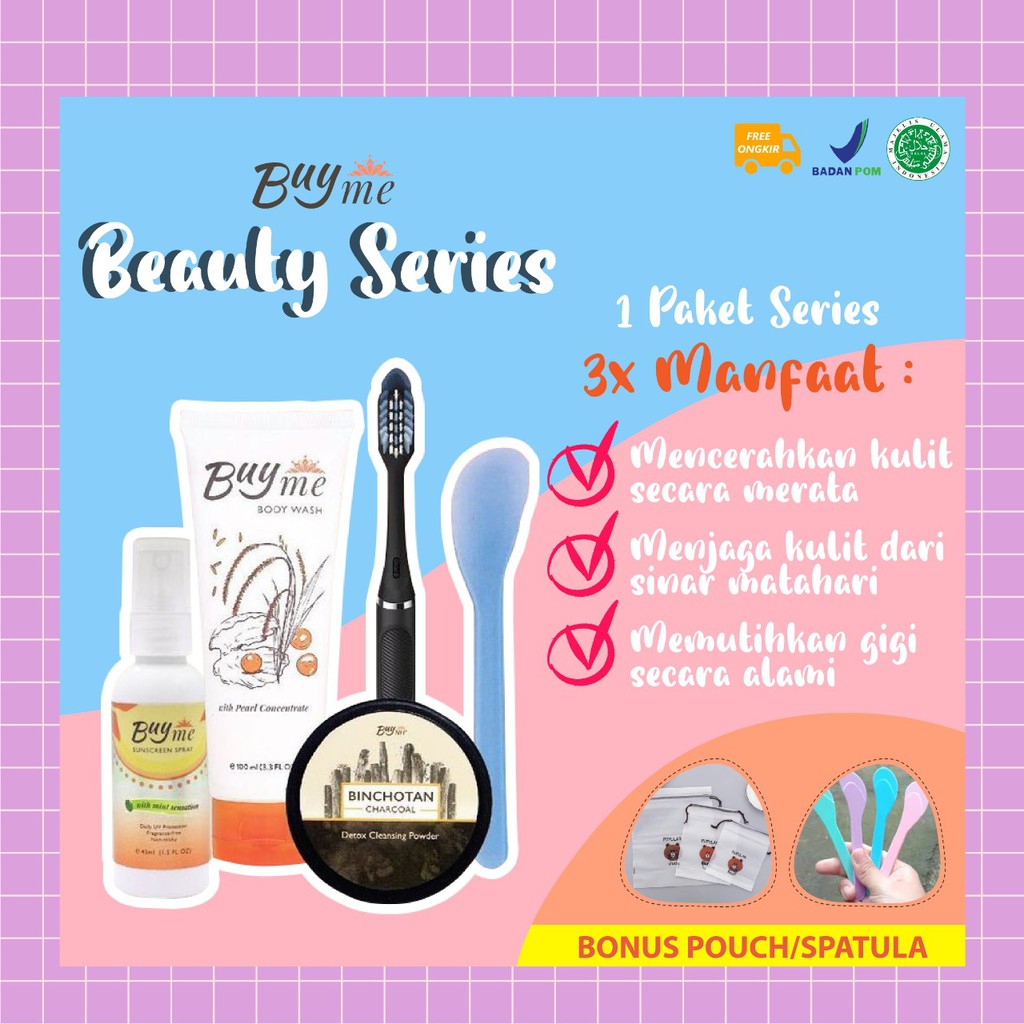 Paket Series Buy me / Buyme Body wash / Binchotan Charcoal / Buy me Suncreenspray / Buymeofficial