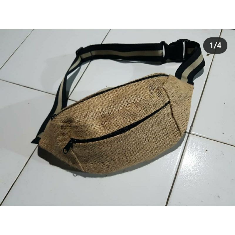 Tas Waistbag Goni / Waistbag Berbahan Goni / Tas Pinggang / Tas Unik / Tas Cowok / Sling Bag