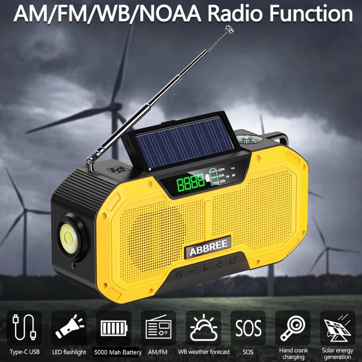 WPSKU Sale ABBREE Emergency Multifunction Radio AM.FM.WB.OAA SOS Flashlight