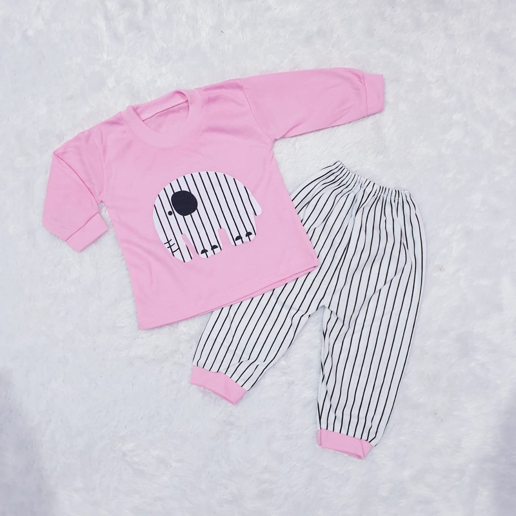 COD Bayar Ditempat Baju Anak Piyama Panjang Gajah Salur Baby Alicia