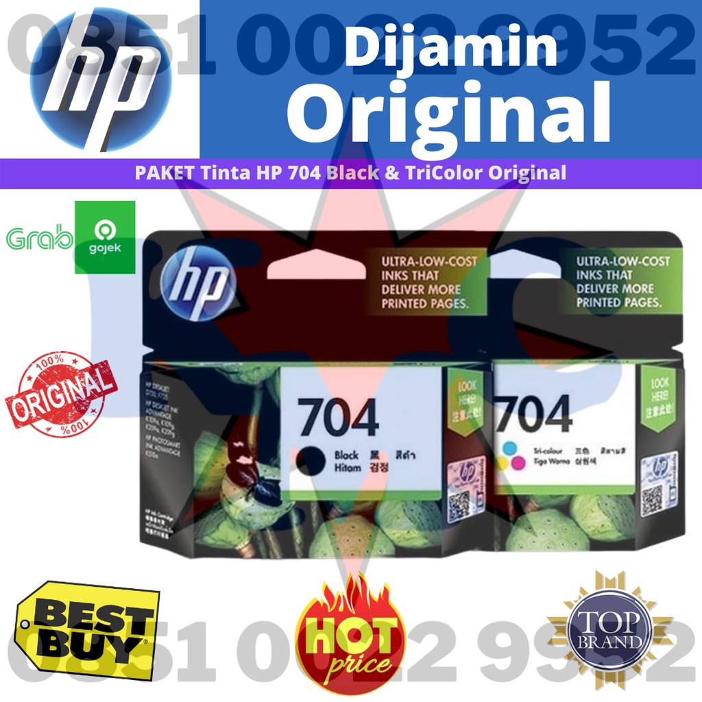 PAKET TINTA HP 704 BLACK &amp; COLOUR ORIGINAL