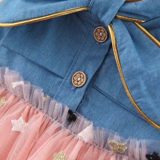Dress Anak Bayi Balita Perempuan / Cute Denim Dress Baby Girls / Dress Terusan Anak Perempuan Import Motif Denim Glitter Spark / Gaun Anak Perempuan / Dress Fashion Import Korea anak bayi balita perempuan baby girls / Dress Anak Cewek-3