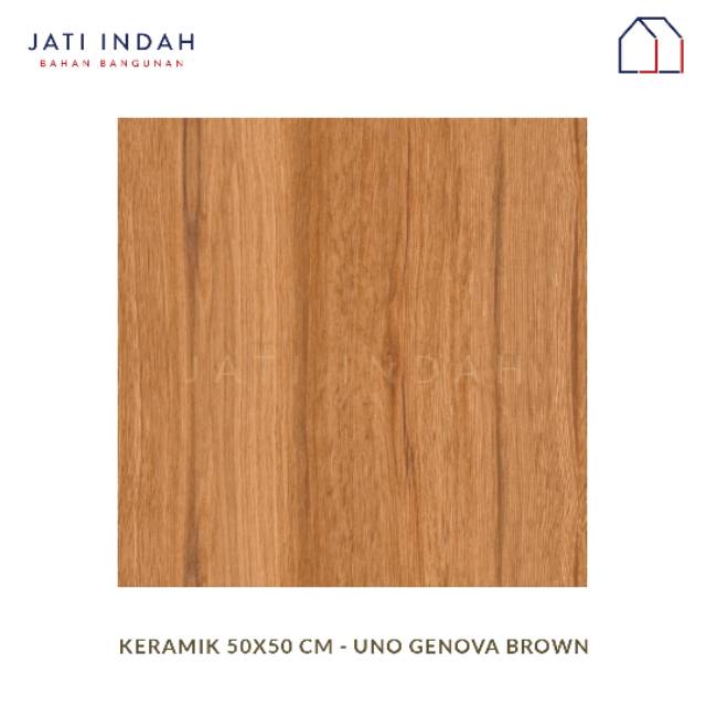  KERAMIK  MOTIF  KAYU  50x50cm UNO GENOVA BROWN TEKSTUR DOFF  