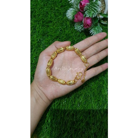 Gelang dewasa motif bambu Lapis emas