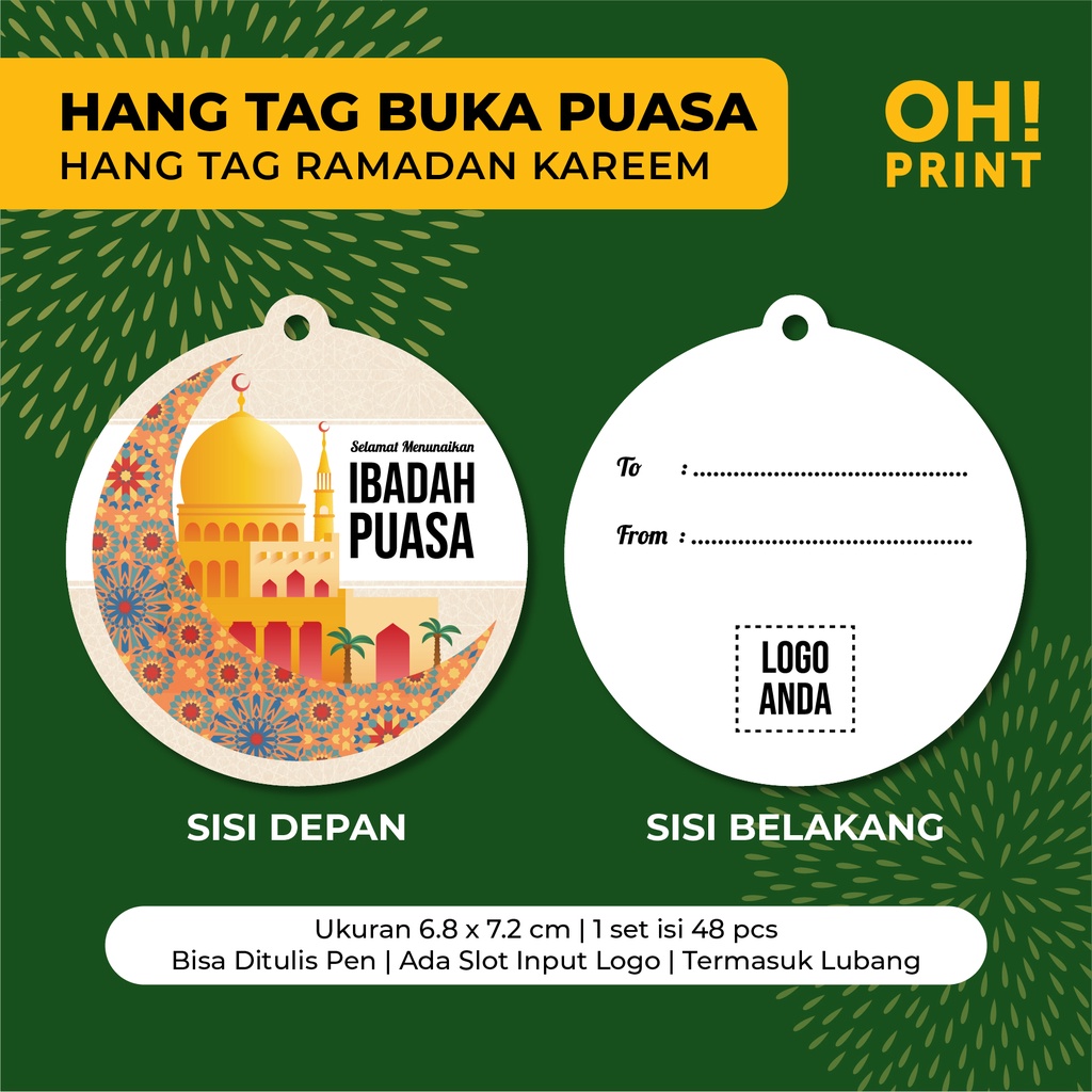 

Hang Tag Selamat Berbuka Puasa | Hang Tag Ramadan Kareem Custom Logo Anda