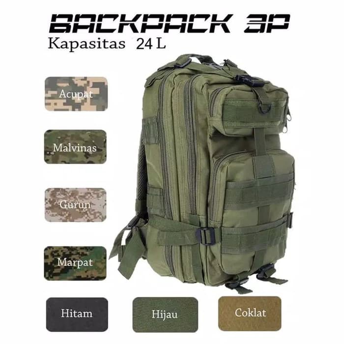 RPM Tas ransel tactical army 3P/tas punggung ukuran tanggung/ukari