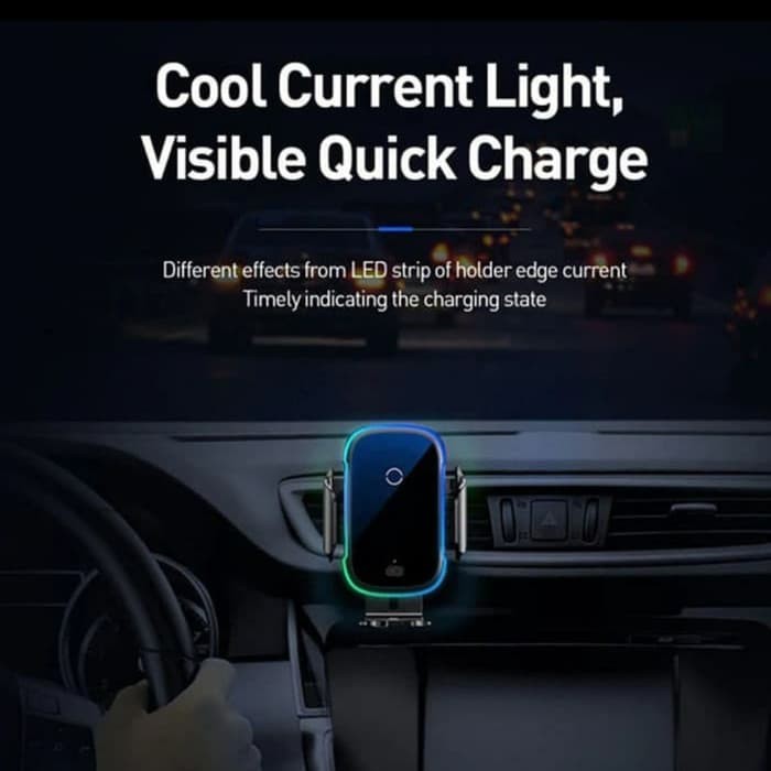 BASEUS ORIGINAL Car Phone Holder Light Electric Automatic Wireless Charger 15W Fast Charging Mount