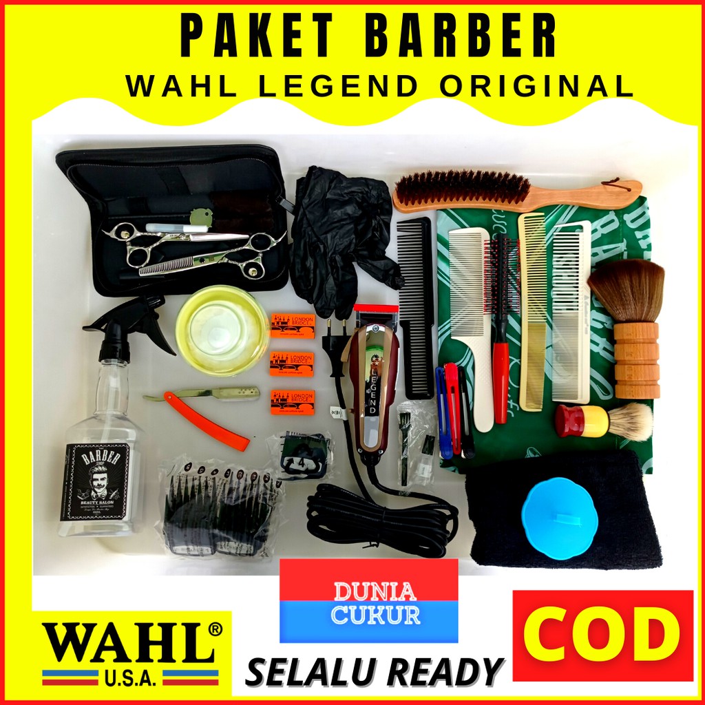 Paket Barber Usaha Barbershop Alat Cukur Rambut Mesin WAHL Legend Original