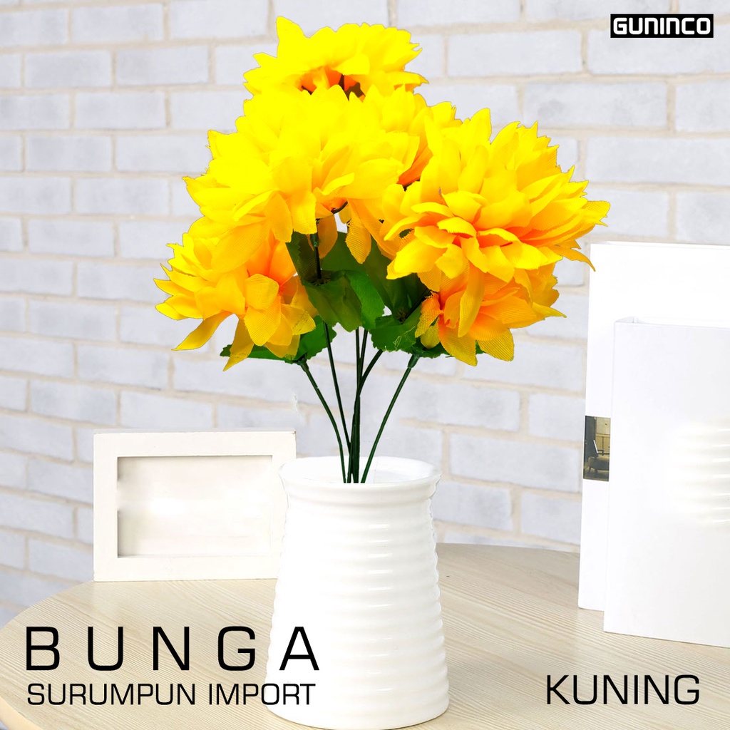 GUNINCO BUNGA SERUNI SERUMPUN MAWAR Artificial Buatan Bunga Palsu Tanaman Hiasan Dinding Bunga Taman-KUNING