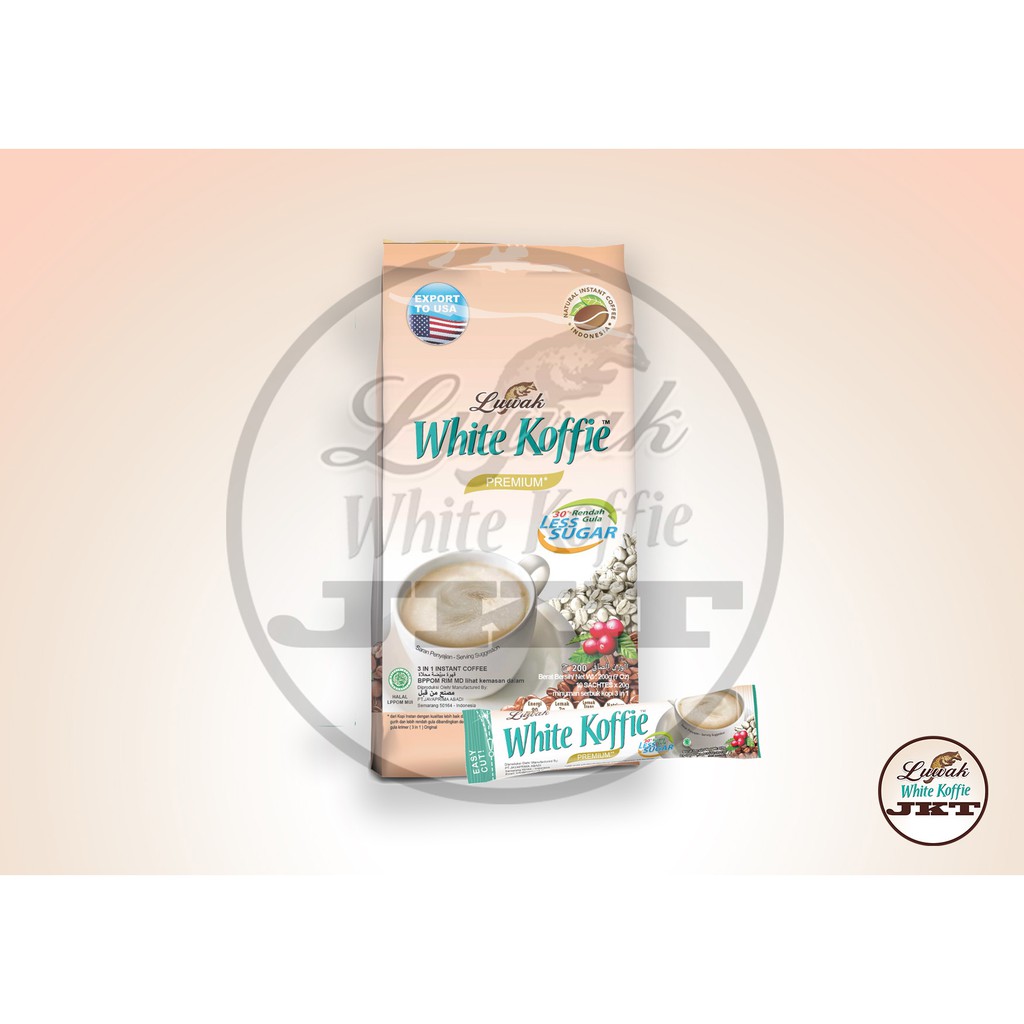 LUWAK WHITE KOFFIE LESS SUGAR BAG 10's