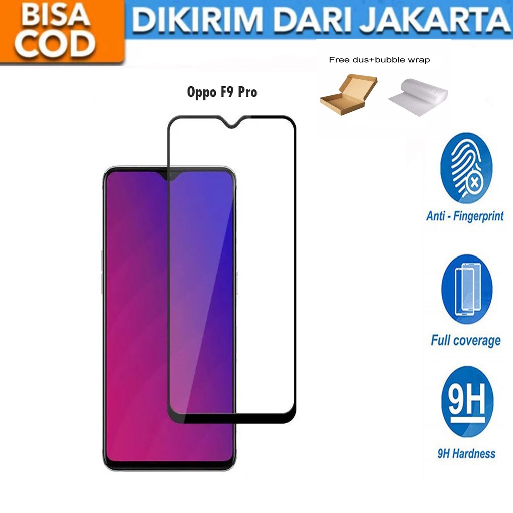 Tempered Glass  Oppo F9 Pro Full Cover/Full Screen Protector Anti Gores