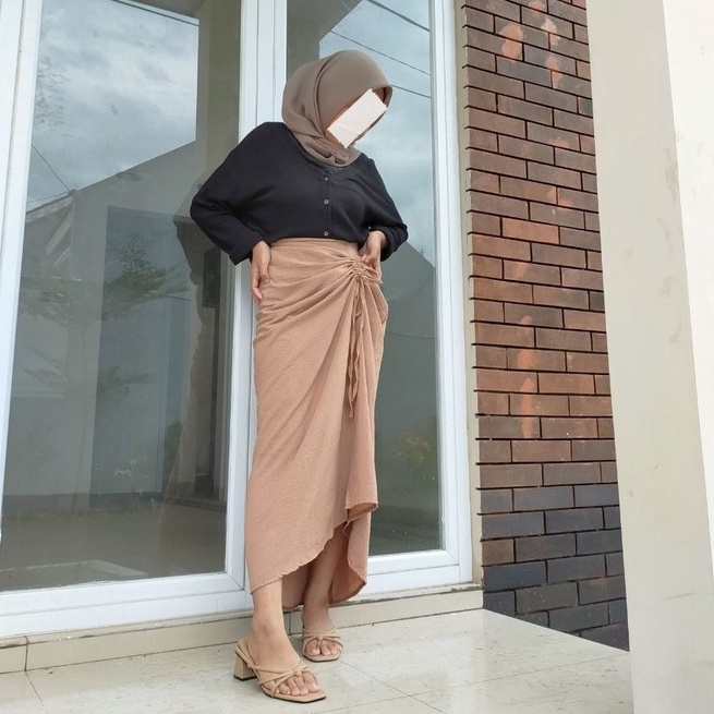 ROK SERUT SAMPING CRINKLE AIRFLOW/ROK PANJANG SERUT BAHAN CRINKLE