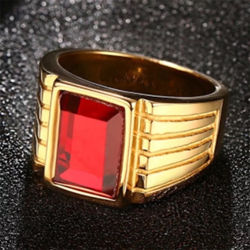 Cincin Red Rubi Ruby Merah Cubic Zirconia Gold Titanium Original Anti Luntur dan Karat