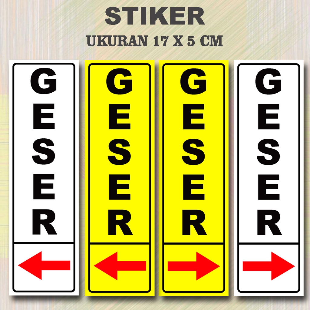 

Stiker arah Geser kiri kanan Ukuran 5 x 17 cm