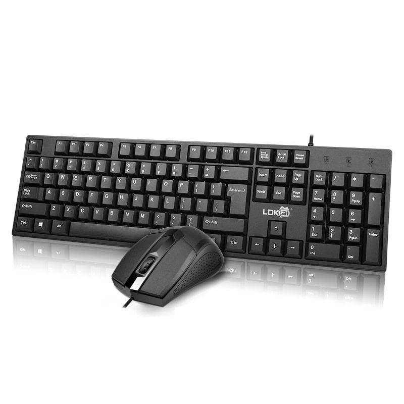 LDKAI Wired Keyboard Mouse Combo Set Ergonomic - LDK-1700 - Black