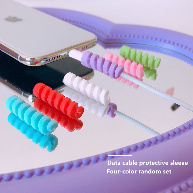 Ready Stock Candy Colors Charging Cable Protector Headphone Winding Protection for Universal USB Charger Earphone Accessories Each set will ship 4 pieces randomly