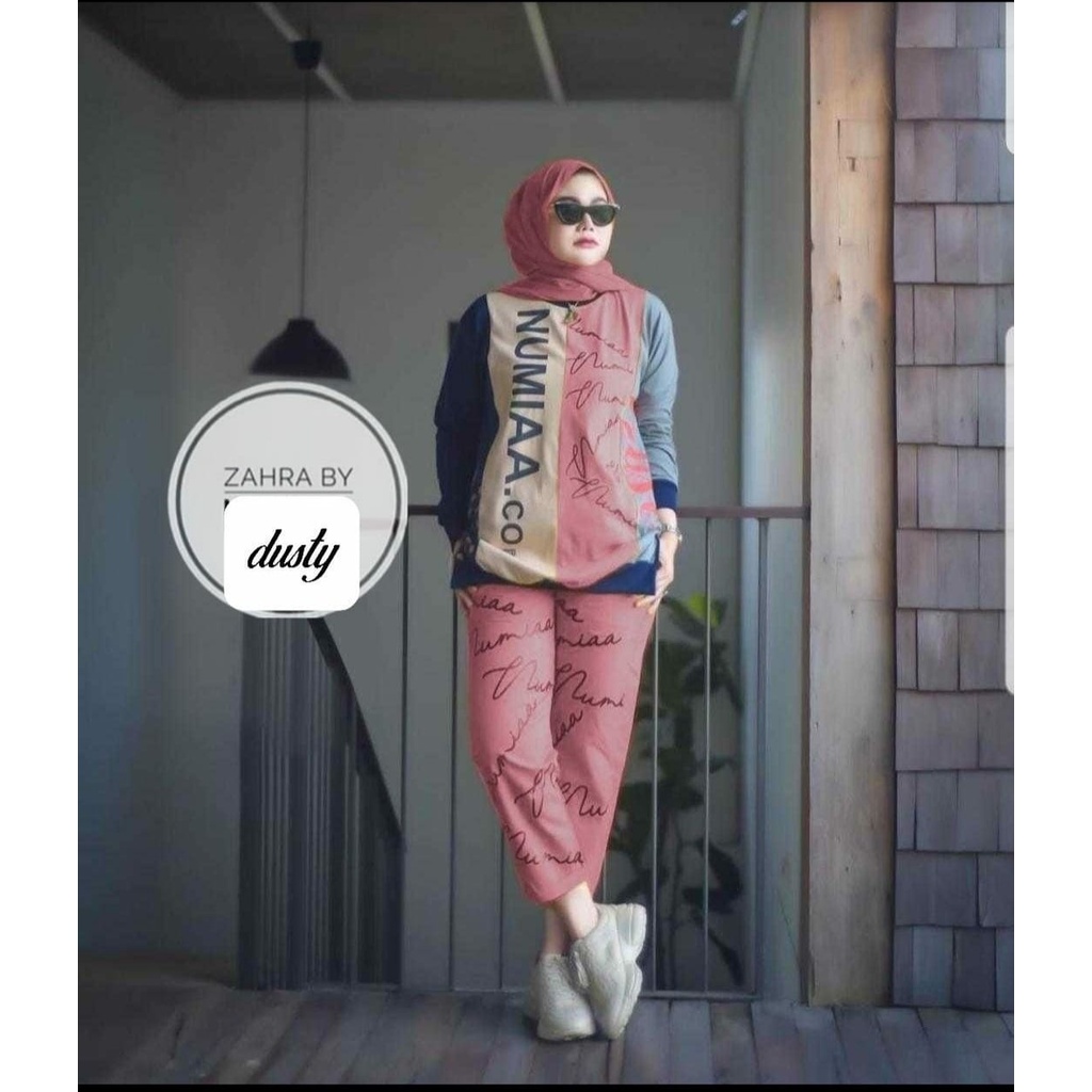 2 UKURAN L DAN XL SET NUMIA FASHION PAKAIAN WANITA SETELAN ATASAN DAN CELANA BABYTERRY FEHM