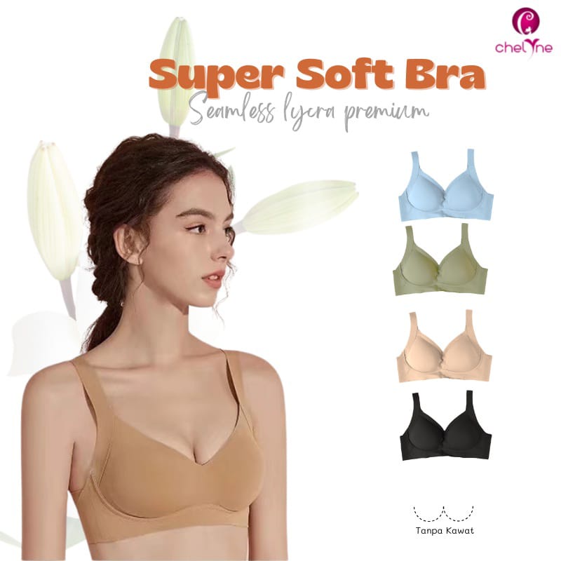 BH Chelyne Seamless Lycra Premium V6868 Full Cup Sport Bra Polos - Comfortable Daily Bra - Big Size 34/42