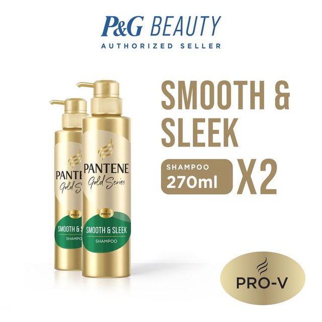 Pantene Pro-V Gold Series Smooth &amp; Sleek Shampoo 270 ml - Paket Isi 2