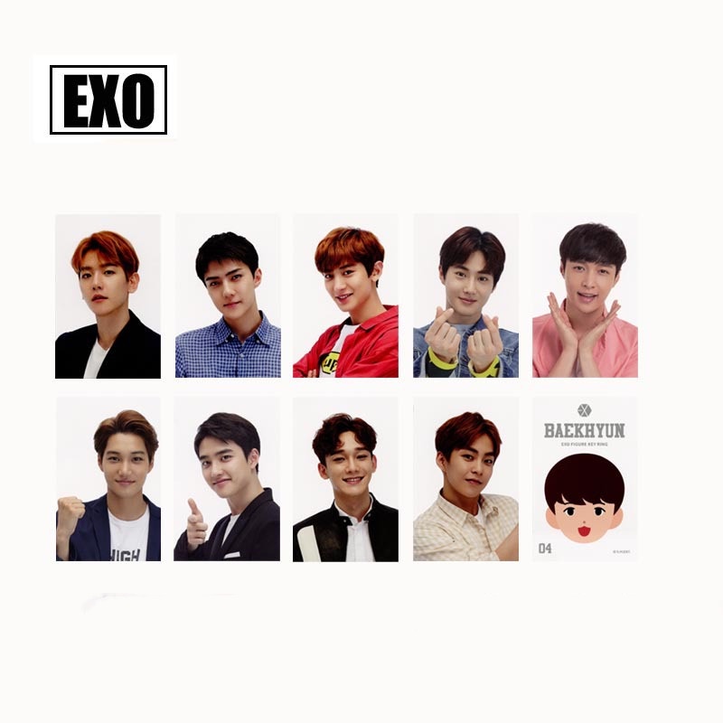 10pcs / set Kartu Foto Dengan Tanda Tangan Kpop EXO Untuk Koleksi