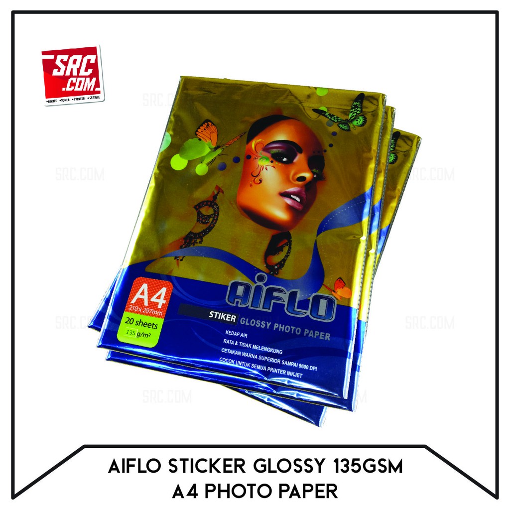

Aiflo Stiker Glossy A4 Photo Paper 135gsm 20sheets Kertas Foto