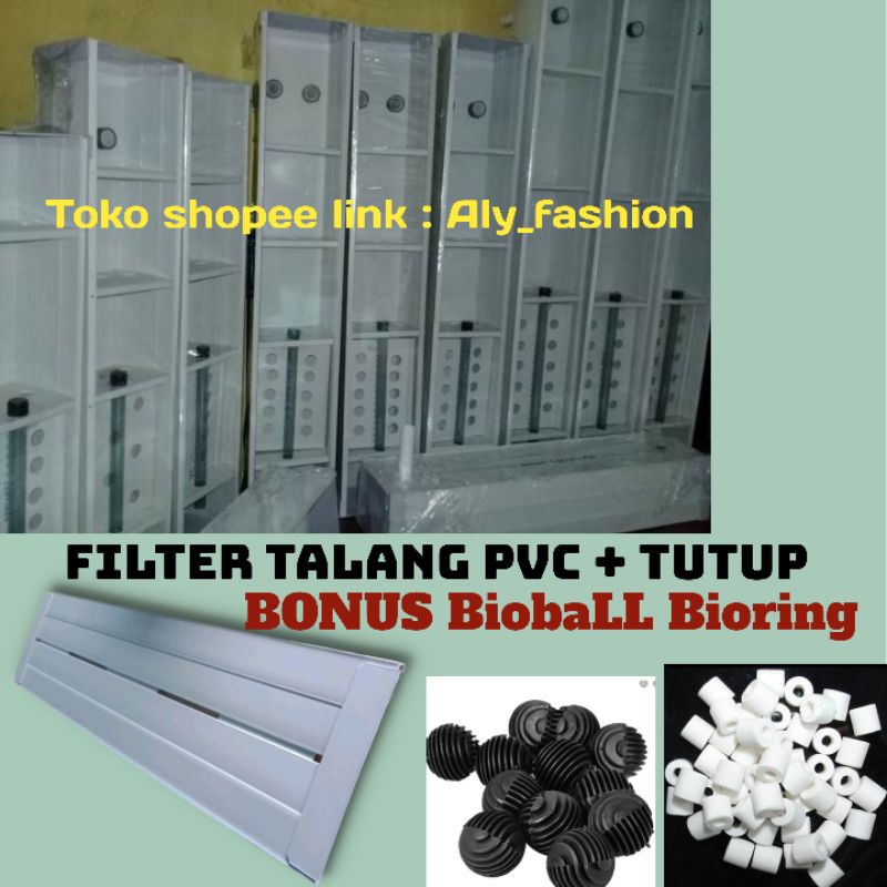 Filter talang uk 150cm - 85cm+tutup filter AKUARIUM + TUTUP BONUS BIOBALL BIORING/UK150cm sd 85cm