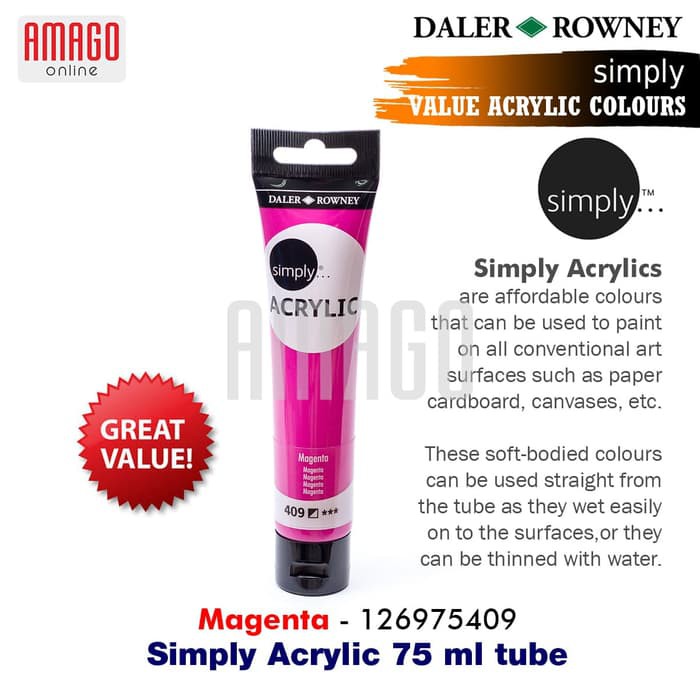 DALER-ROWNEY - SIMPLY ACRYLIC PAINT 75 ML - MAGENTA - 126975409