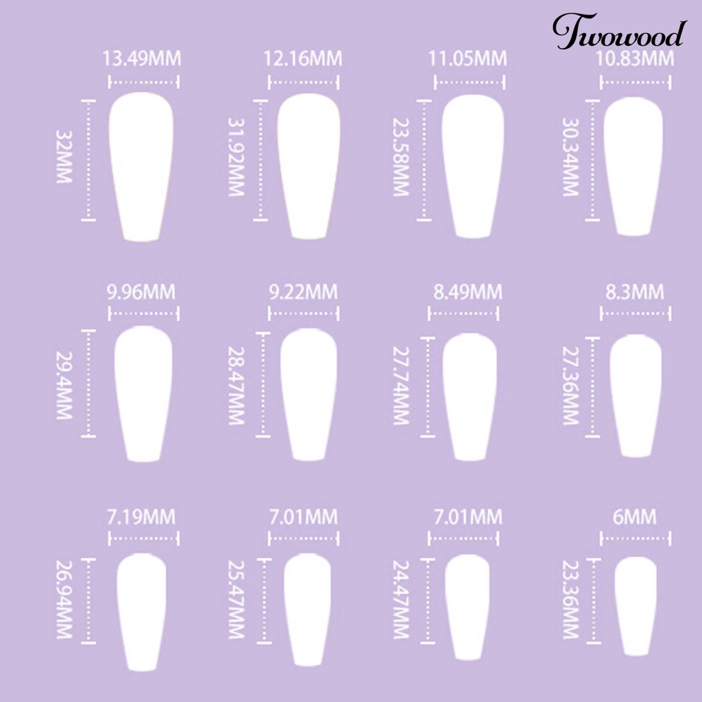 Twowood 24Pcs / Kotak Kuku Palsu Pendek Ringan Seamless 18g Untuk Manicure