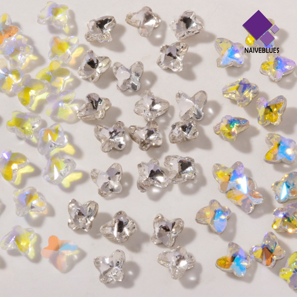 Naiveblue &gt; 10Pcs / Set Ornamen Kristal Imitasi Bentuk Hati 3D Untuk Dekorasi Nail Art Charms