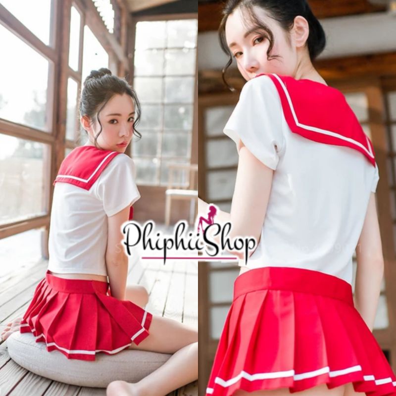 PREMIUM Sexy Cosplay Seragam Sekolah Jepang Seifuku Sailor School Model Pita