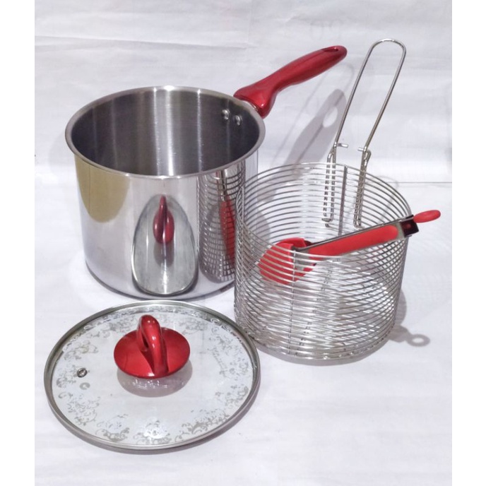 Deep Fryer 20Cm Panci Serbaguna Stainless Steel Bisa untuk Goreng Maupun Rebus