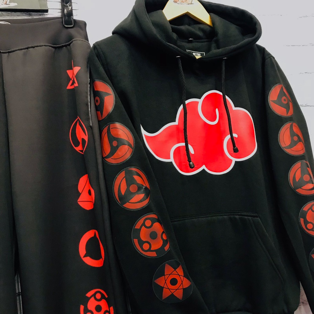 Hoodie Akatsuki Black Logo Anime Manga Naruto Premium Unisex