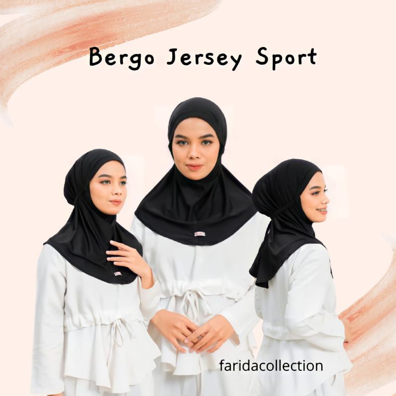 Bergo Hijab Sport Jersey tali // Bergo jersey tali // Bergo pendek