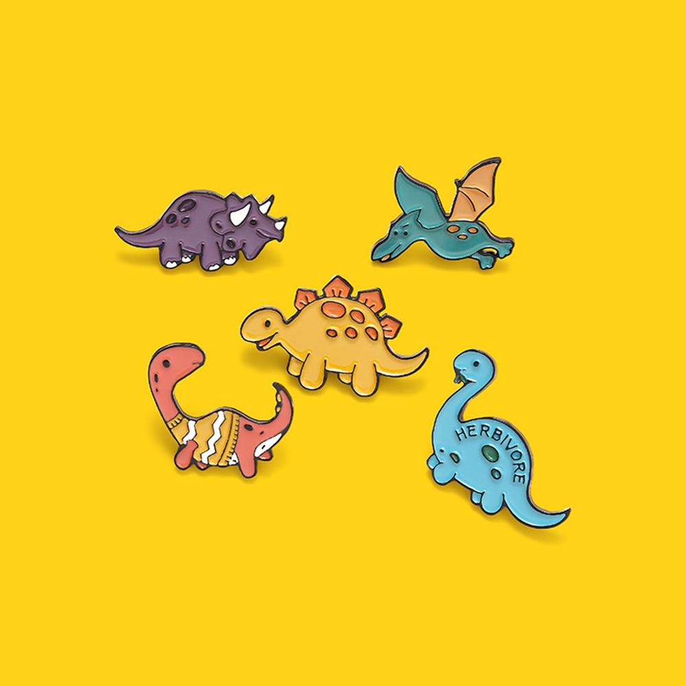R-bunga Kartun Bros Hewan Lucu Bros Lencana Logam Dinosaurus