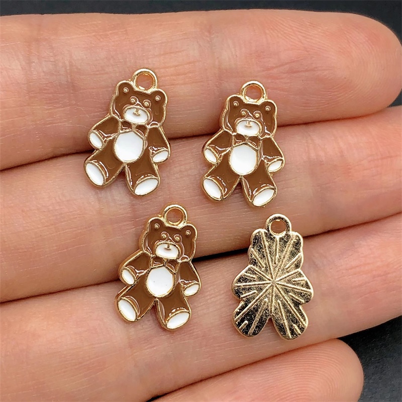 4pcs Liontin Bentuk Beruang Bahan Alloy Untuk Membuat Perhiasan Anting