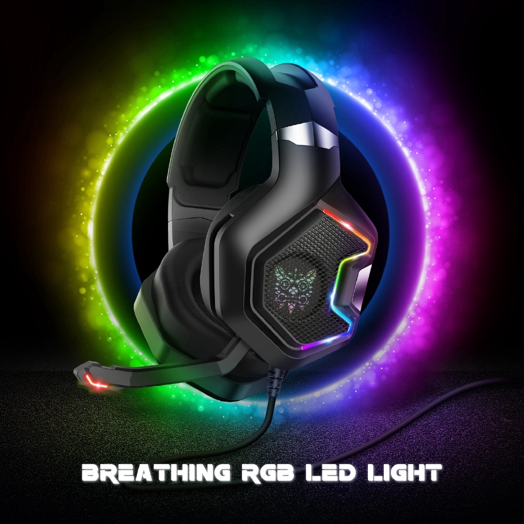 Onikuma K10Pro Headset Gaming Stereo Dengan Lampu LED RGB + Mic Omnidirectional + Jack 3.5mm Untuk PC PS4 Laptop