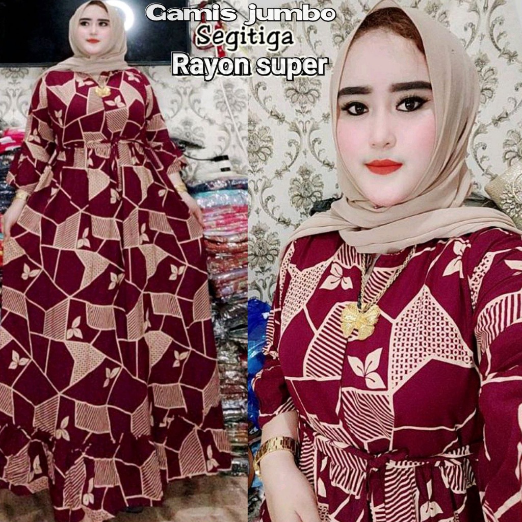 Gamis Rayon Jumbo Motif Segitiga Gamis Busui Shibori Felina LD 120 - inspirasi gaya islam