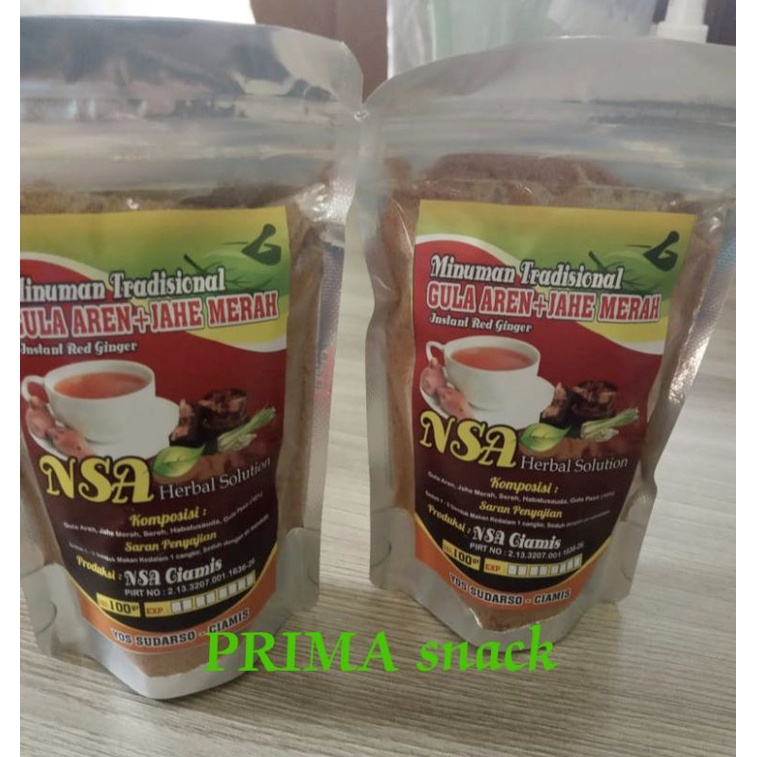 

JAHE MERAH instant +GULA AREN 100gr siap seduh